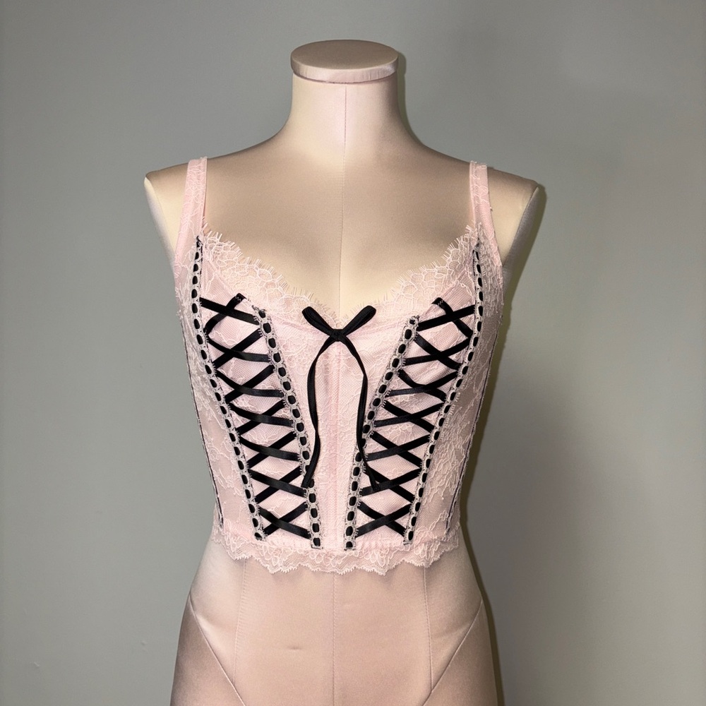 BNWT Victoria's Secret Dream Angel Pink & Black Lace Corset (S-DD)